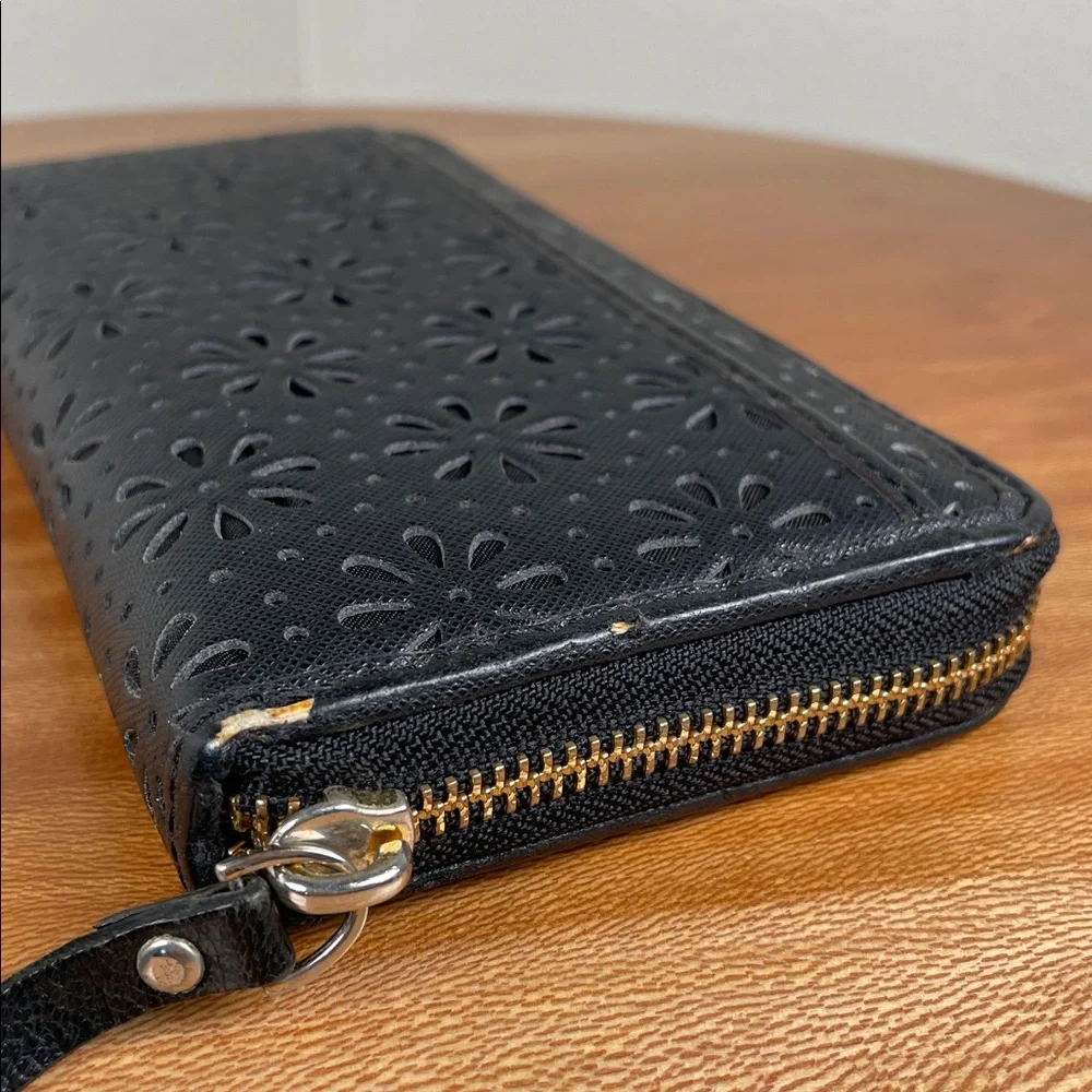 KATE SPADE New York Cedar Street Perforated Lacey Wallet Black Leather